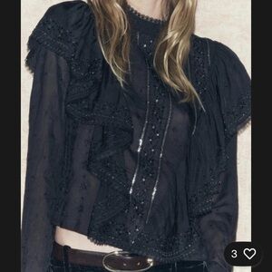 Zara Elegant Black Ruffled Blouse